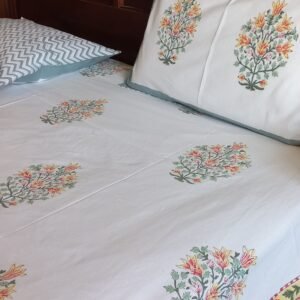 Sunpetal Meadow - Jaipuri Hand-Block Printed Cotton Bedsheet