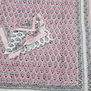 Blushing Boota - Hand-Block Gaddh Printed Cotton Bedsheet