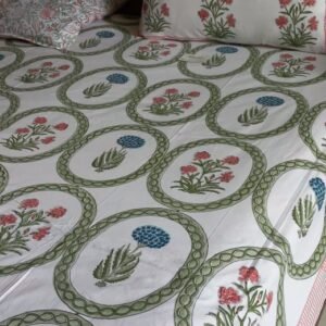 Botanic Medallion Grace – Jaipuri Hand-Block Printed Cotton Bedsheet
