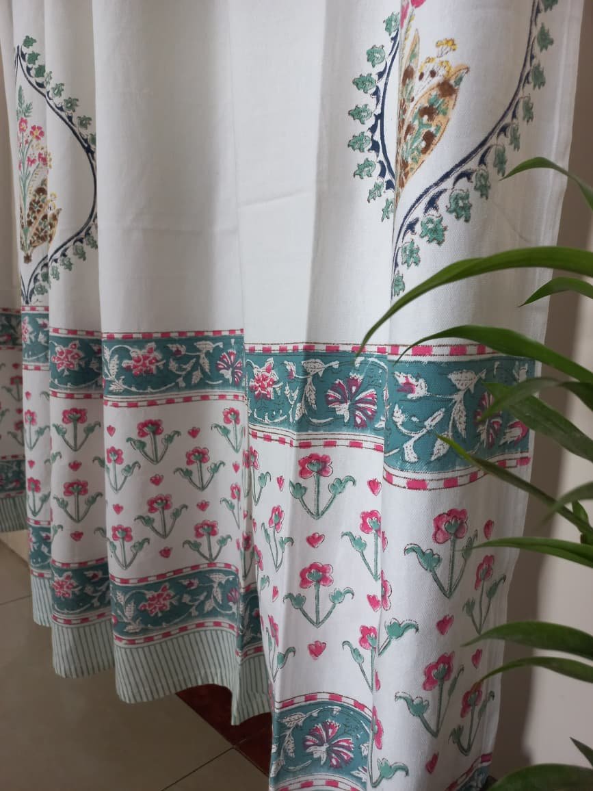 Floral n Tree Motif Charm – Hand-Block Printed Casement Curtain - Image 5