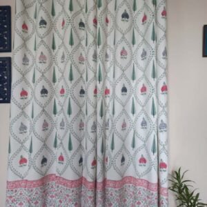 Lattice Bloom – Hand-Block Printed Casement Cotton Curtain