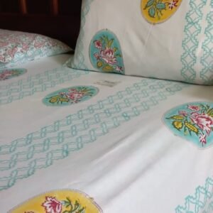 Medallion Grace – Jaipuri Hand-Block Printed Cotton Bedsheet