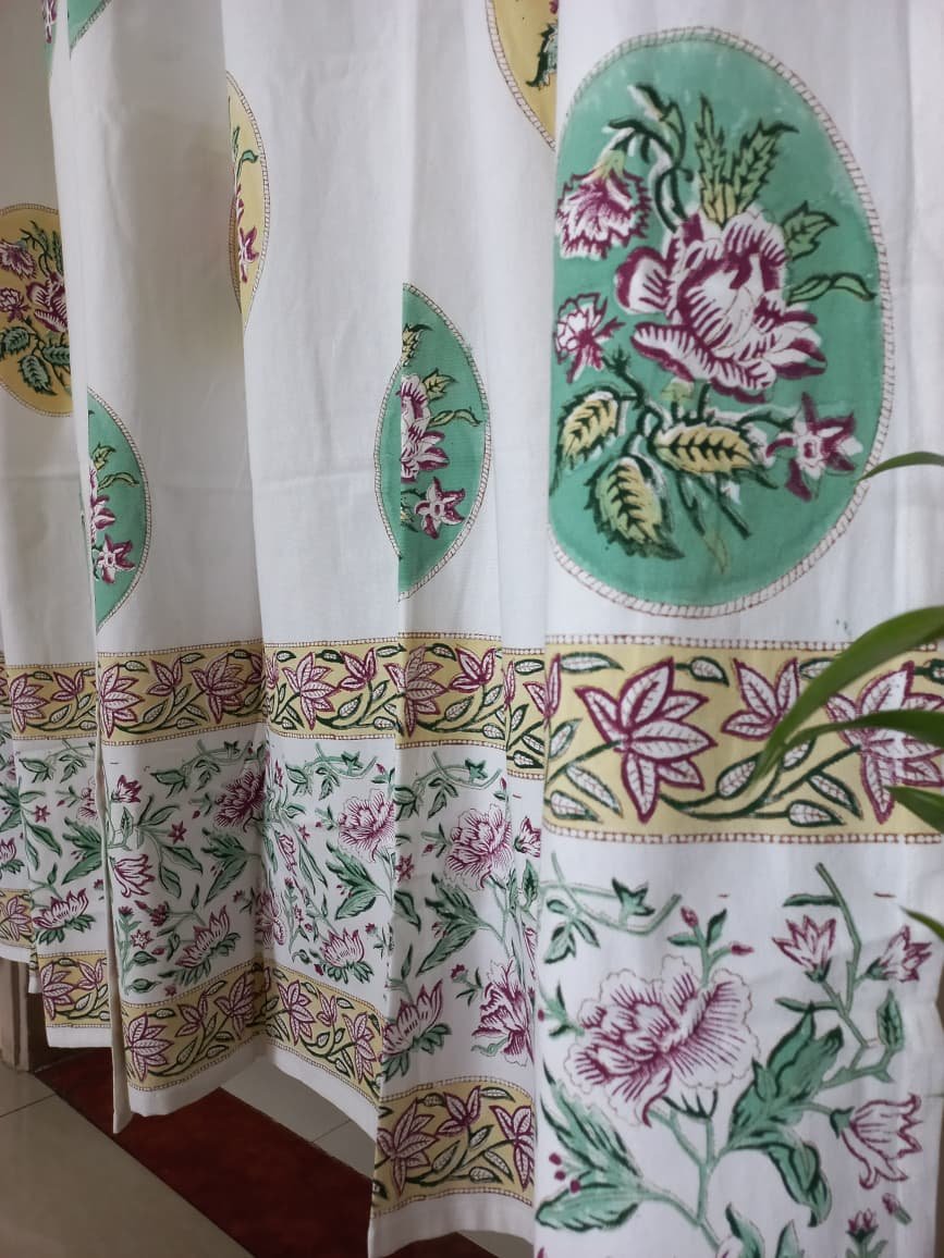 Medallion Charm – Hand-Block Printed Casement Cotton Curtain - Image 3