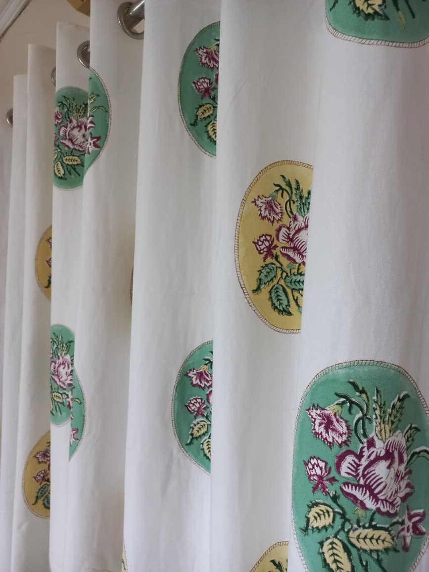 Medallion Charm – Hand-Block Printed Casement Cotton Curtain - Image 4