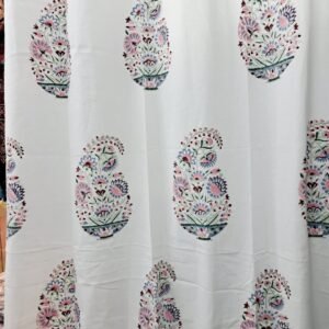 Floral Urn – Hand-Block Printed Casement / Duck Cotton Curtain