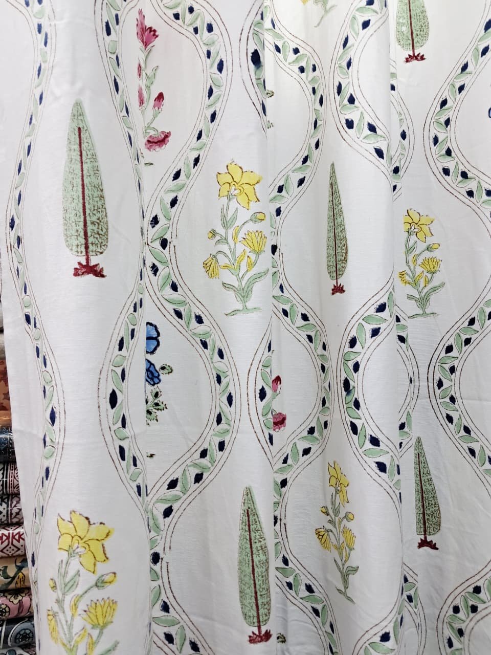 Garden Crest – Hand-Block Printed Casement / Duck Cotton Curtain - Image 2