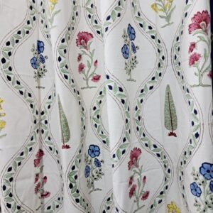 Garden Crest – Hand-Block Printed Casement / Duck Cotton Curtain
