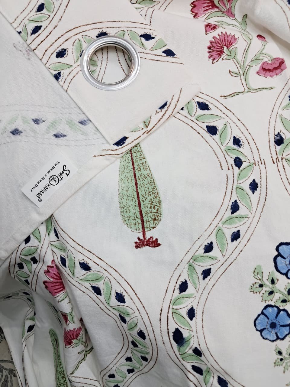 Garden Crest – Hand-Block Printed Casement / Duck Cotton Curtain - Image 6