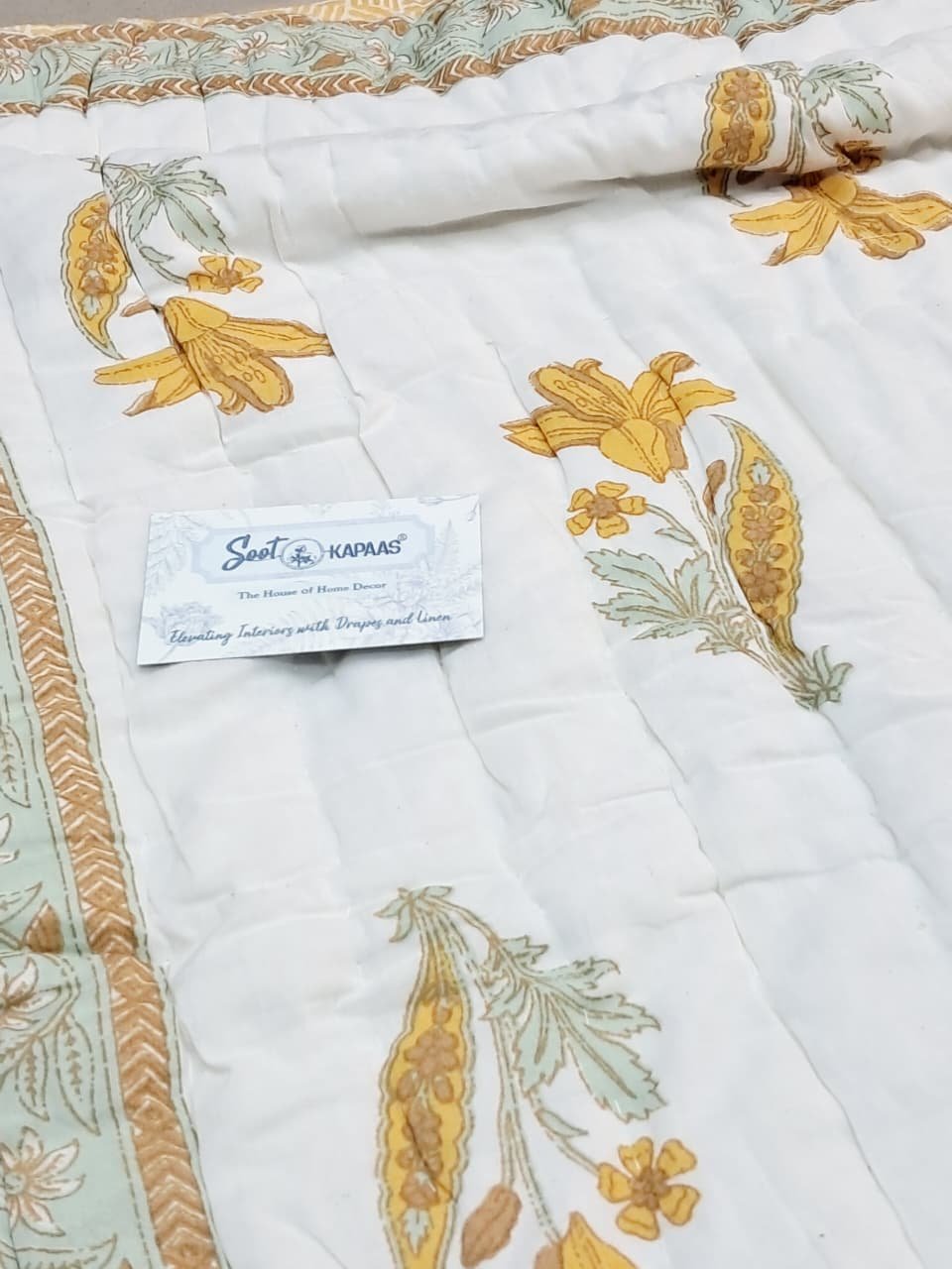 Golden Petal – Jaipuri Block Printed Double Bed Razai - Image 3