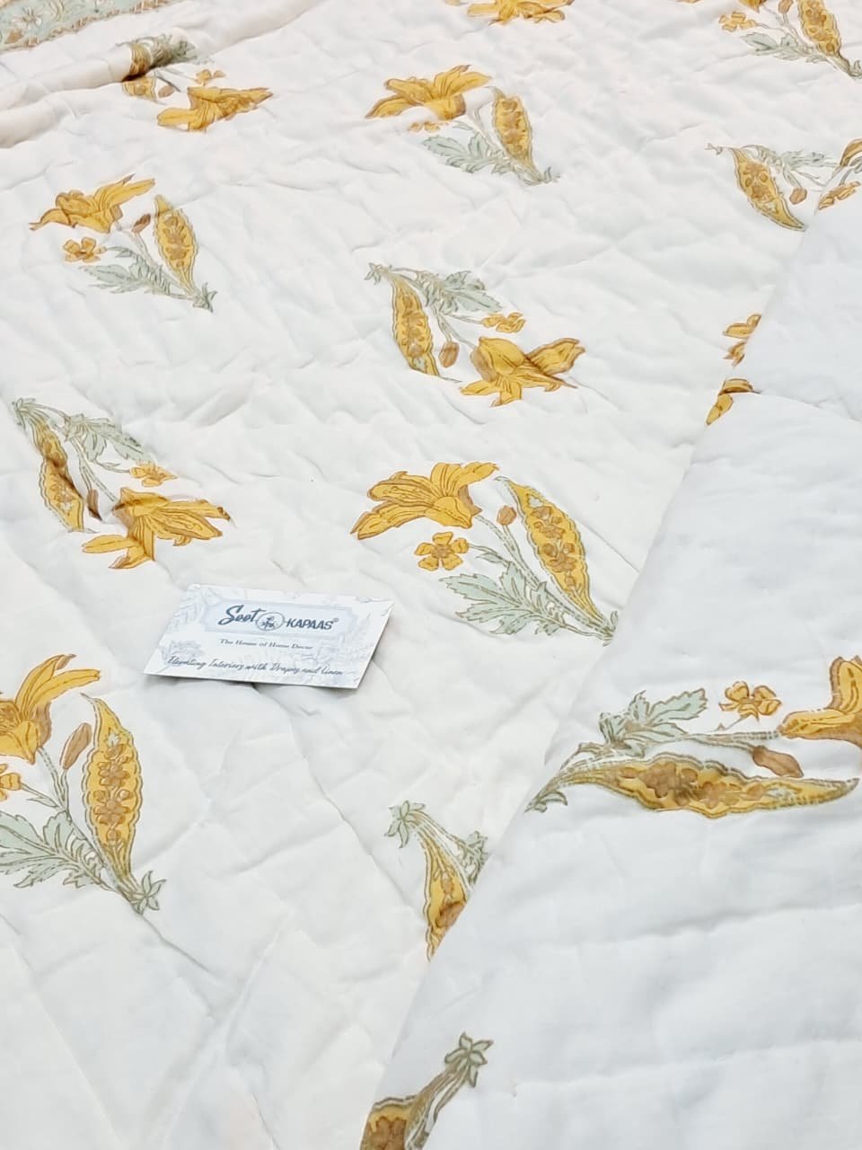 Golden Petal – Jaipuri Block Printed Double Bed Razai - Image 8