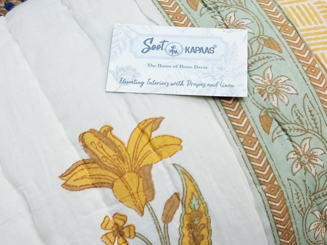 Golden Petal – Jaipuri Block Printed Double Bed Razai - Image 10