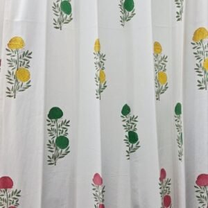 Marigold Meadow – Hand-Block Printed Casement / Duck Cotton Curtain