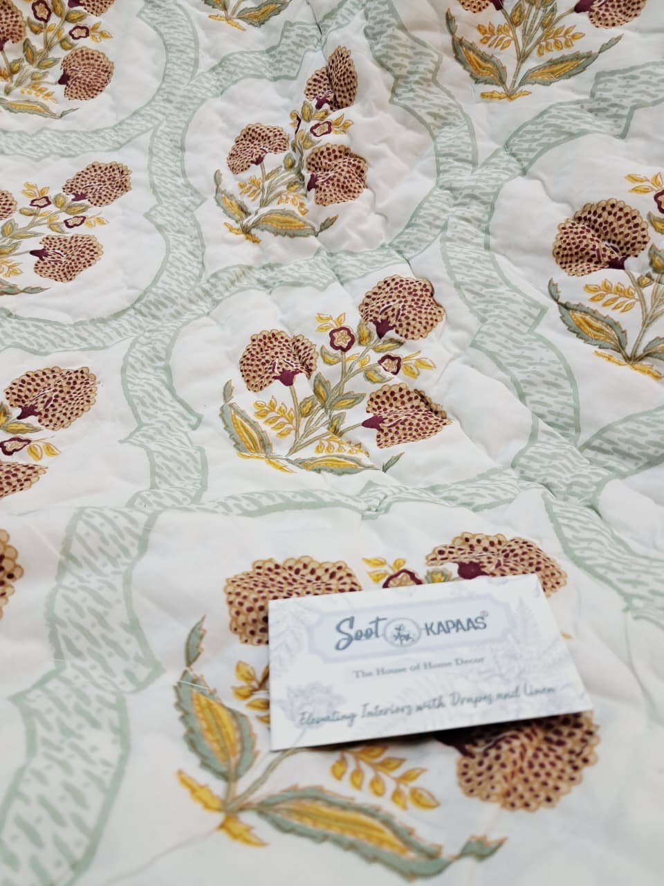 Mughal floral Tiles – Jaipuri Block Print Razai