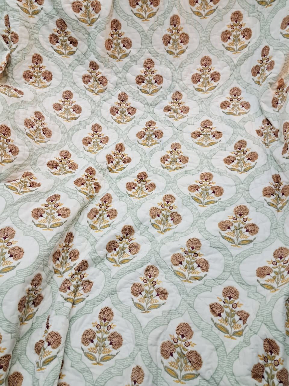 Mughal floral Tiles – Jaipuri Block Print Razai - Image 3