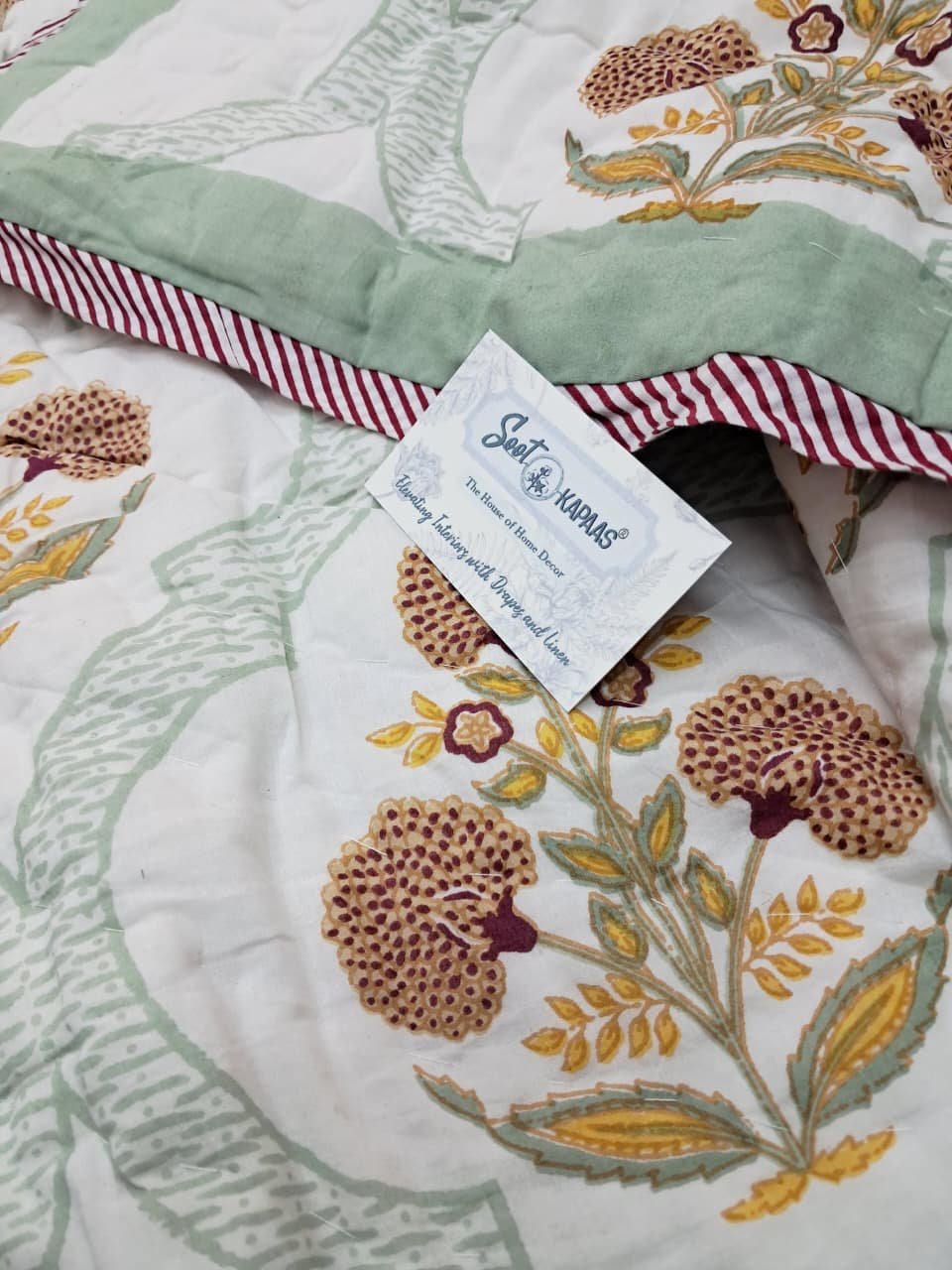 Mughal floral Tiles – Jaipuri Block Print Razai - Image 7