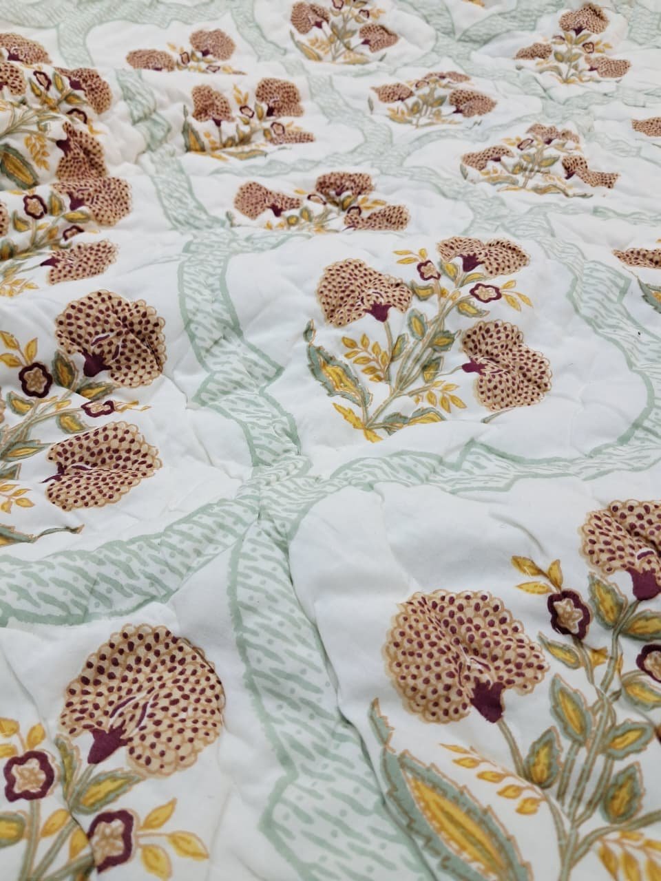 Mughal floral Tiles – Jaipuri Block Print Razai - Image 8