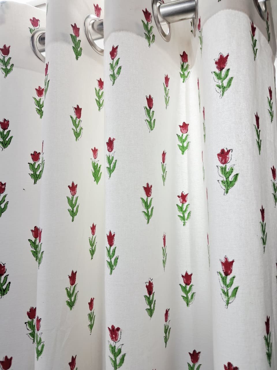 Tulip Whisper – Jaipuri Hand-Block Printed Duck-Cotton Curtain - Image 6