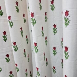 Tulip Whisper – Jaipuri Hand-Block Printed Duck-Cotton Curtain