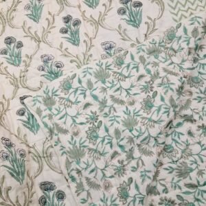 Garden Veil – Reversible Jaipuri Hand-Block Mulmal Razai