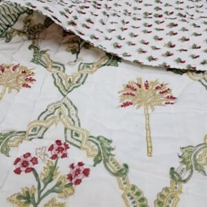 Mughal Palm Garden – Jaipuri Hand-Block Mulmal Cotton Razai