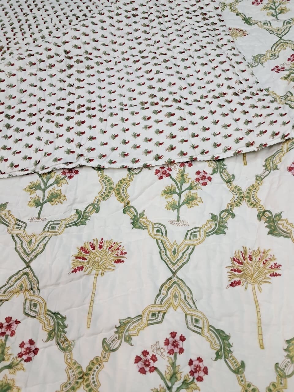 Mughal Palm Garden – Jaipuri Hand-Block Mulmal Cotton Razai - Image 9