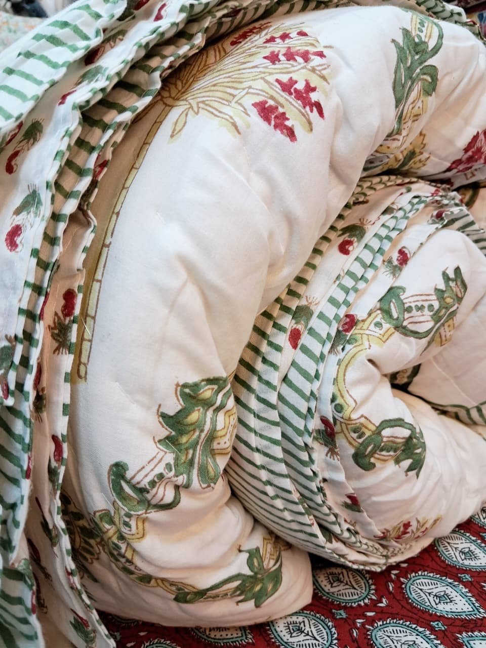 Mughal Palm Garden – Jaipuri Hand-Block Mulmal Cotton Razai - Image 2