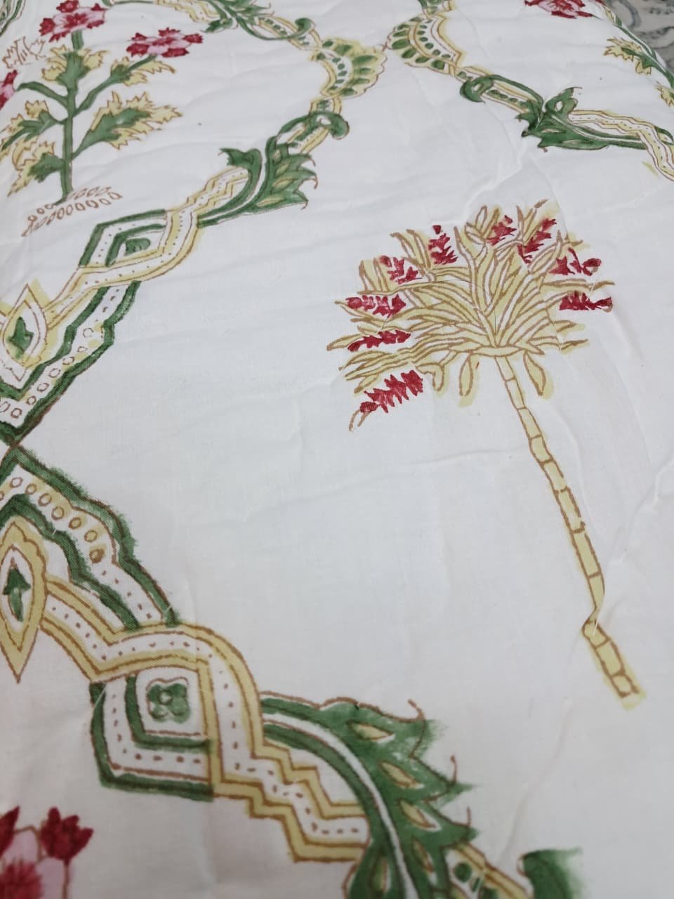 Mughal Palm Garden – Jaipuri Hand-Block Mulmal Cotton Razai - Image 3