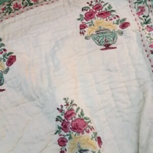 Gulshan Urn Reverie – Jaipuri Hand-Block Printed Mulmal Razai