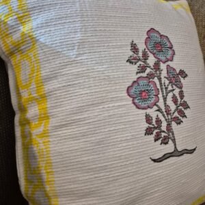 Blue Bloom – Jaipuri Hand-Block Katha Cotton Cushion Covers