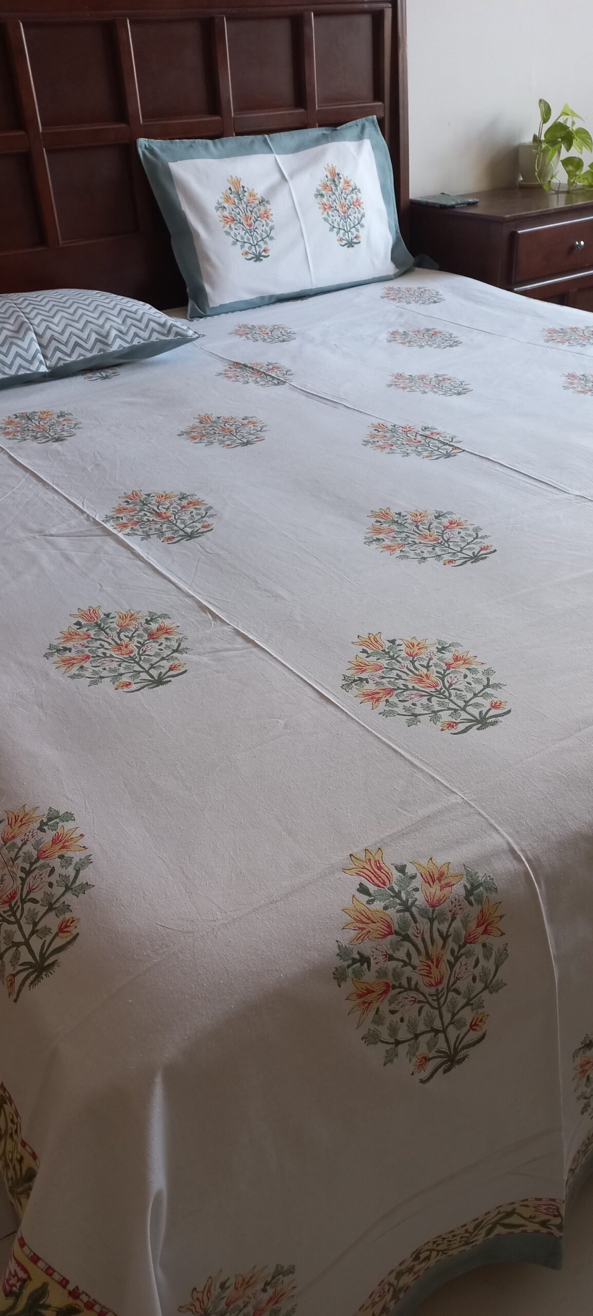 Hopper Fabric Hand-Block Style Cotton Bedcover Set (02) - Image 6