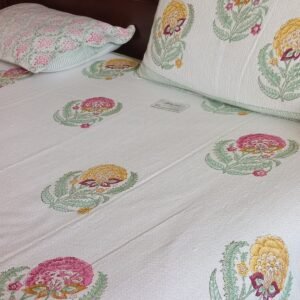 Hopper Fabric Hand-Block Style Cotton Bedcover Set (03)