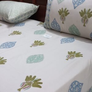 Luxury Percale 400 TC Cotton Hand-Block Bedsheet (108x108) (02)