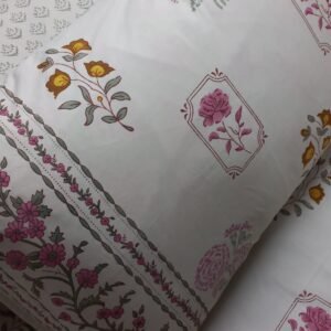 Luxury Percale 400 TC Cotton Hand-Block Bedsheet (108x108) (01)