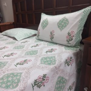 Hand-Block Printed Super King (108x108) Cotton Bedsheet (04)