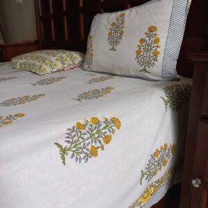 Hand-Block Printed Super King (108x108) Cotton Bedsheet (02)