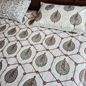 Hand-Block Printed King Size (95x108) Bedsheet (01)