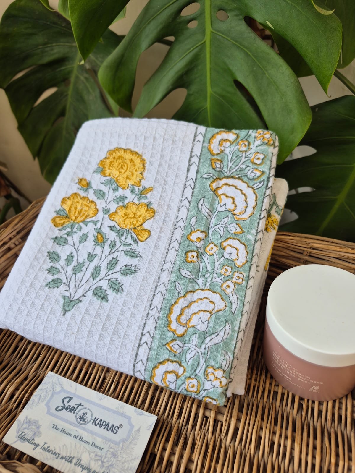 Hand-Block Printed Waffle Cotton Bath Towel (10)