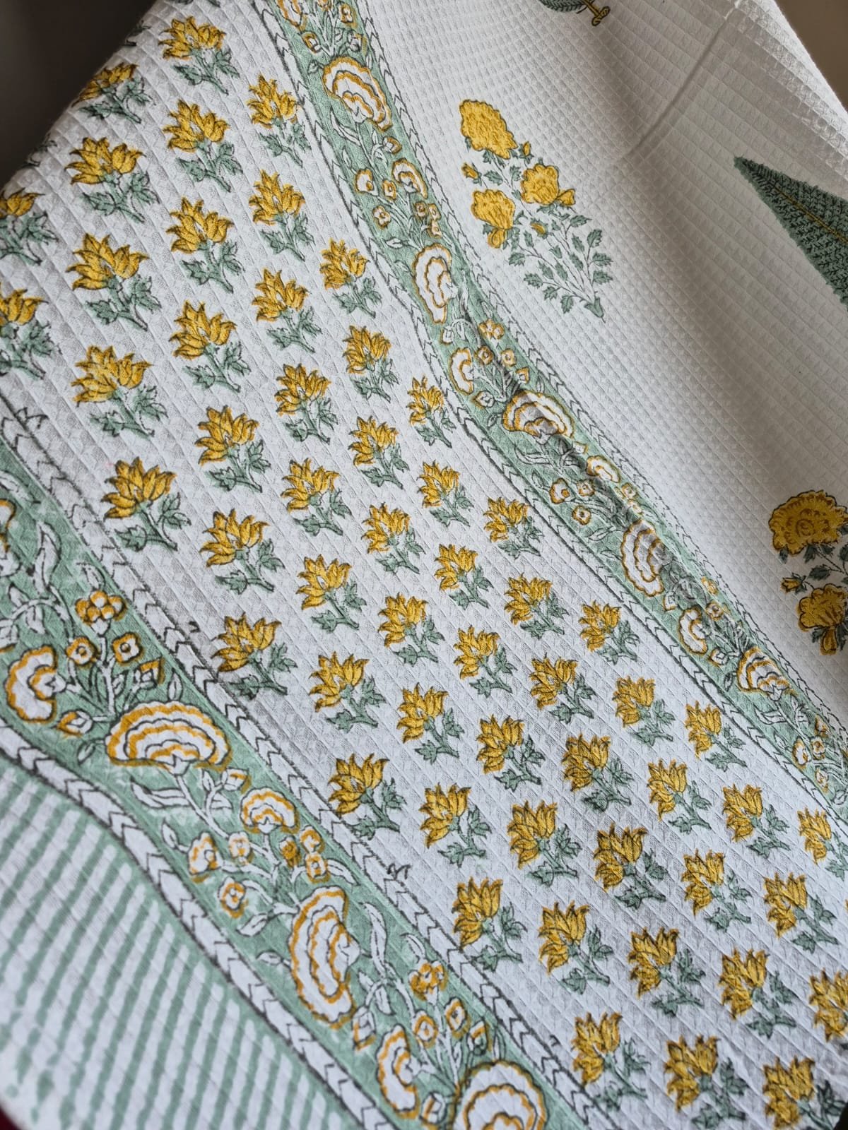 Hand-Block Printed Waffle Cotton Bath Towel (10) - Image 2