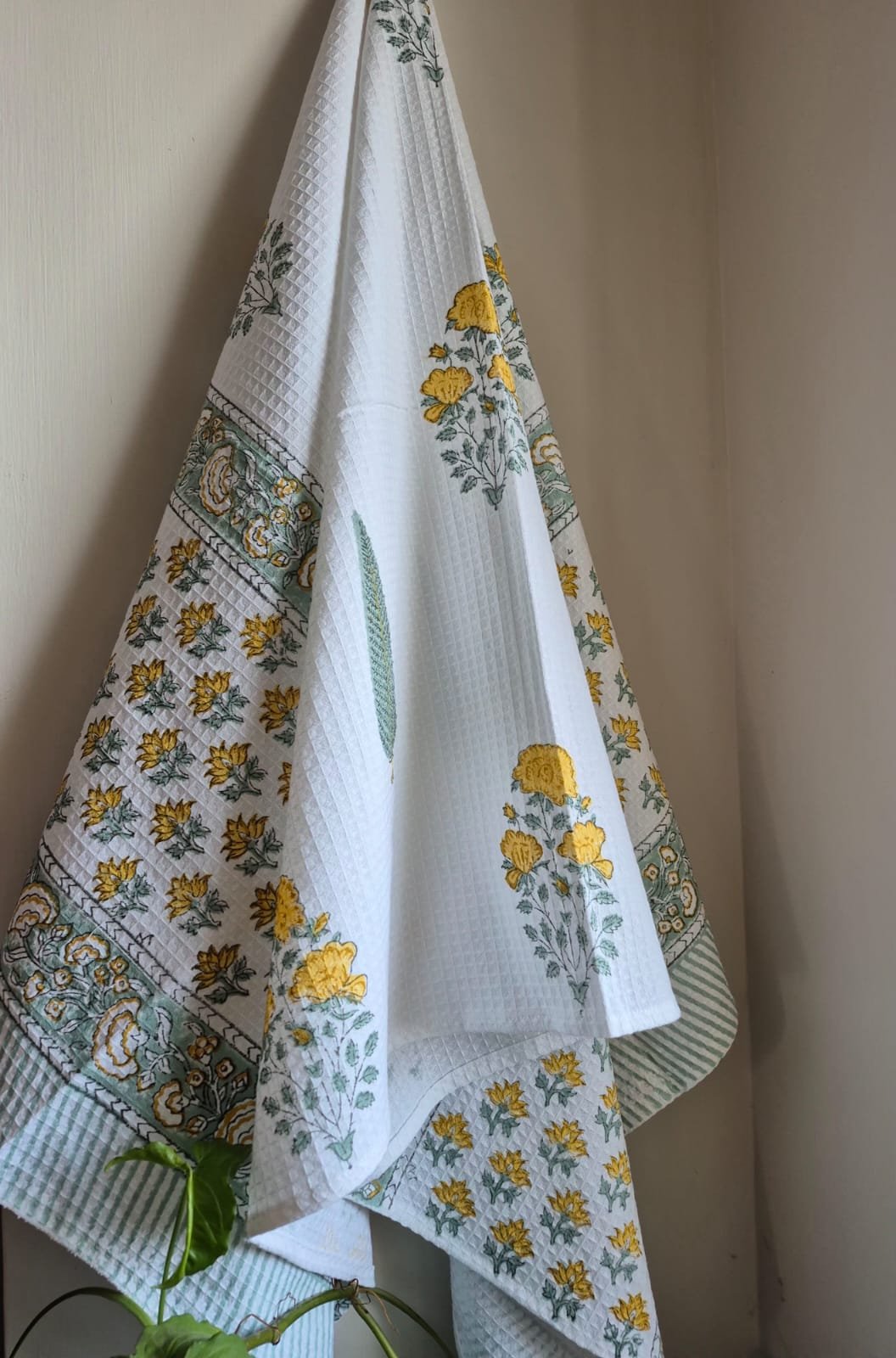 Hand-Block Printed Waffle Cotton Bath Towel (10) - Image 3