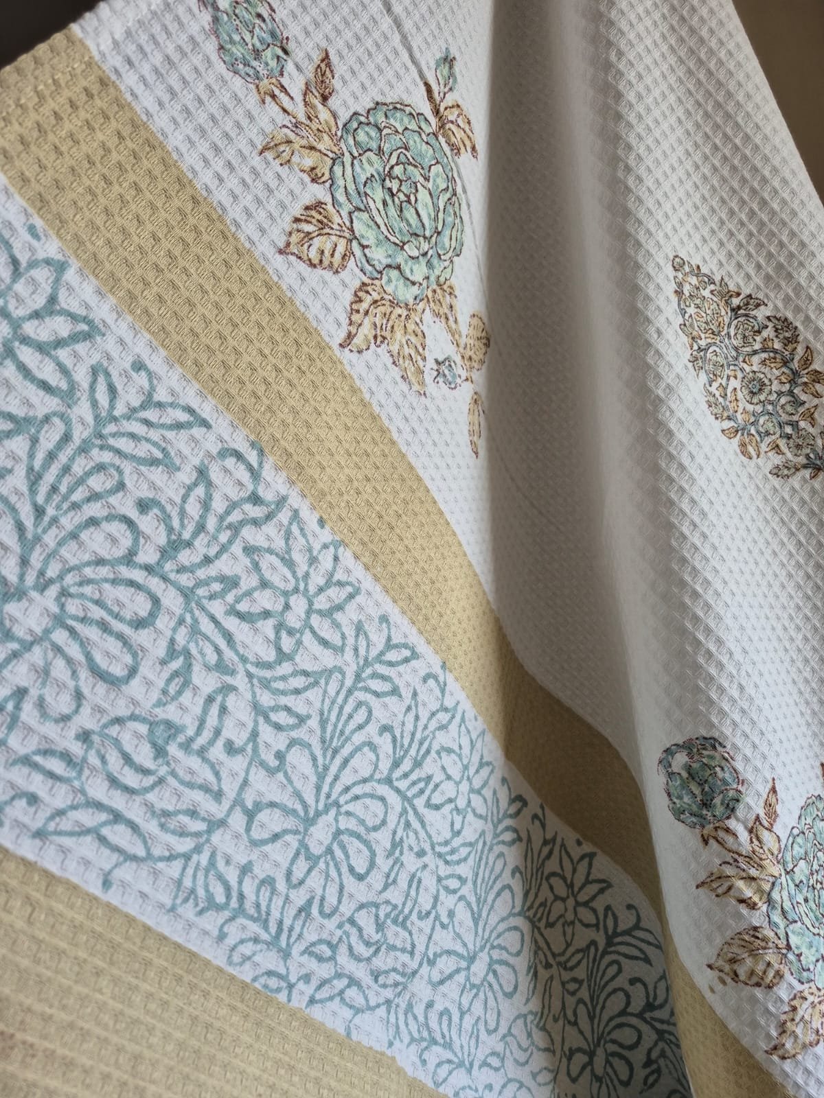 Hand-Block Printed Waffle Cotton Bath Towel (1) - Image 3