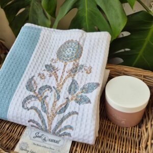 Hand-Block Printed Waffle Cotton Bath Towel (2)