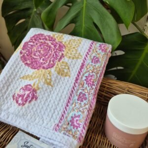 Hand-Block Printed Waffle Cotton Bath Towel (3)