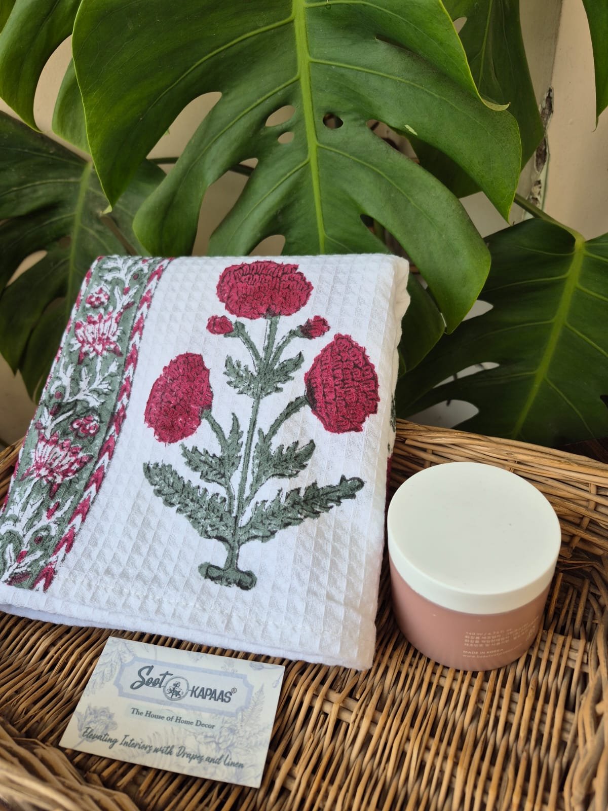 Hand-Block Printed Waffle Cotton Bath Towel (5)