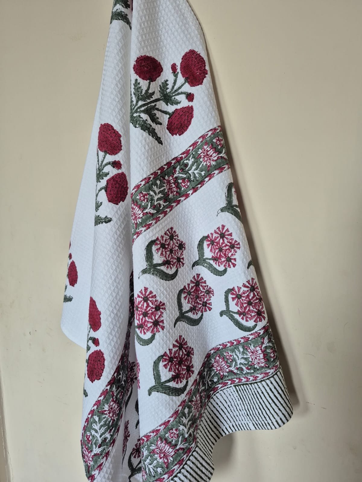 Hand-Block Printed Waffle Cotton Bath Towel (5) - Image 3