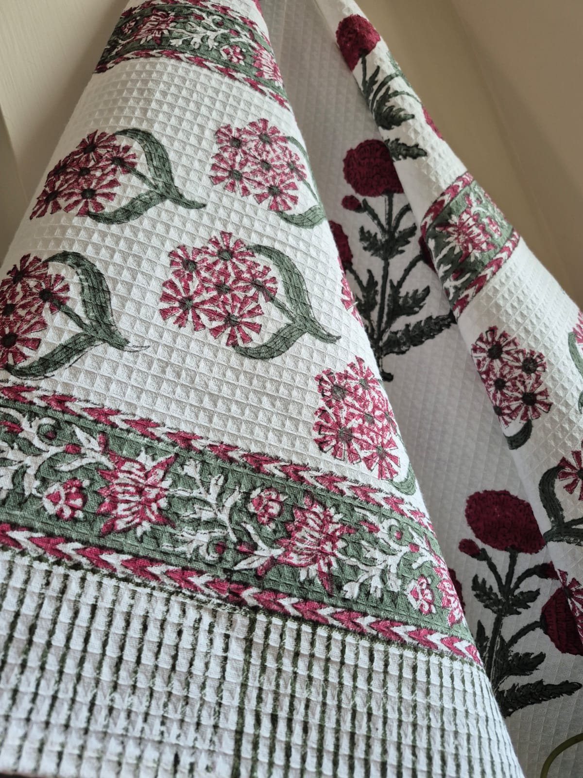 Hand-Block Printed Waffle Cotton Bath Towel (5) - Image 4