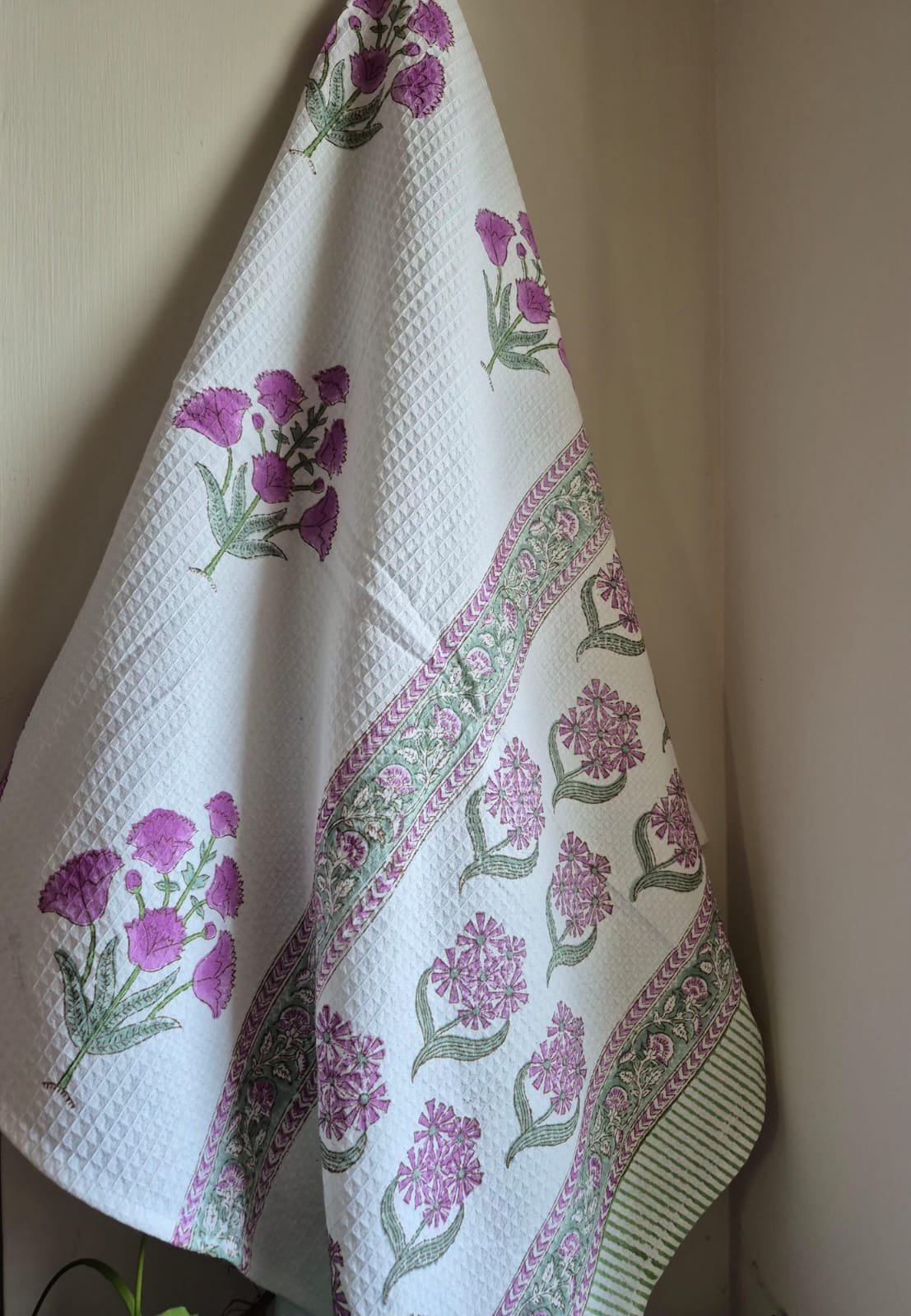 Hand-Block Printed Waffle Cotton Bath Towel (6) - Image 6