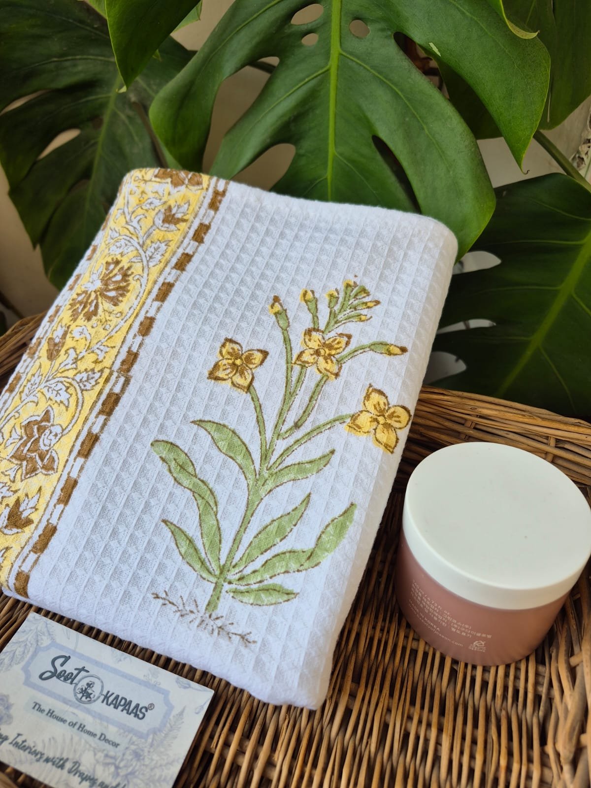 Hand-Block Printed Waffle Cotton Bath Towel (7)