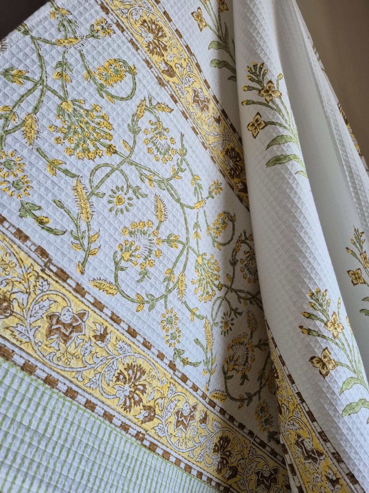 Hand-Block Printed Waffle Cotton Bath Towel (7) - Image 3