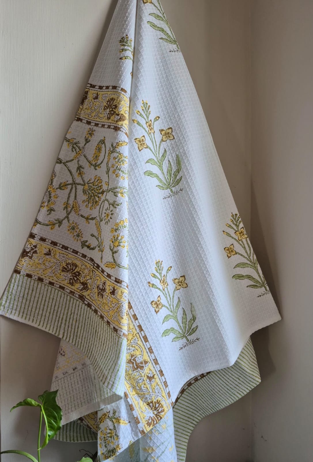 Hand-Block Printed Waffle Cotton Bath Towel (7) - Image 4