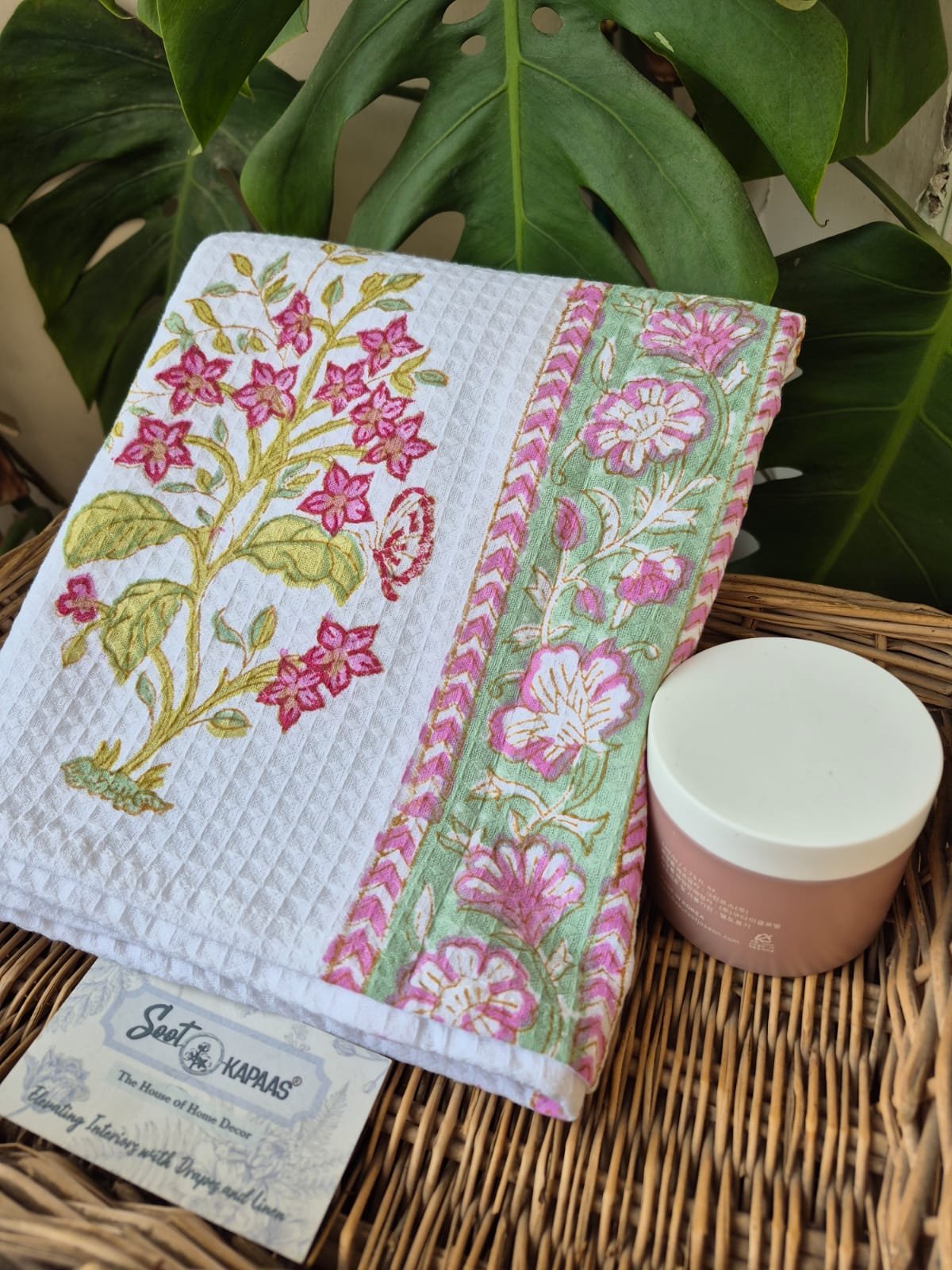 Hand-Block Printed Waffle Cotton Bath Towel (9)